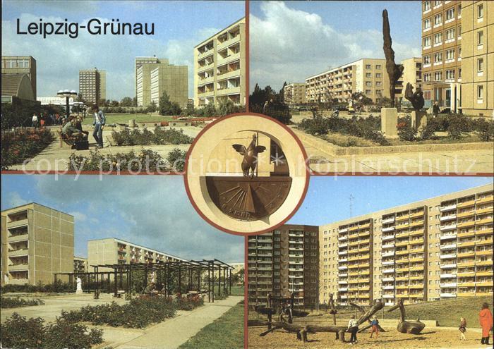 Gruenau Leipzig Gruenauer Allee Salzstrasse Sonnenuhr Ringstrasse Plattenbauten