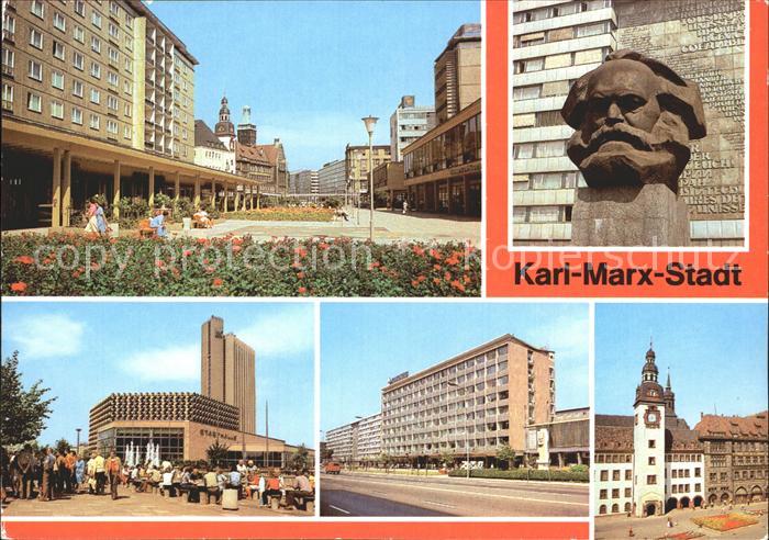 Karl-Marx-Stadt CHEMNITZ Rosenhof Karl Marx Monument Stadthalle Interhotel Kongr