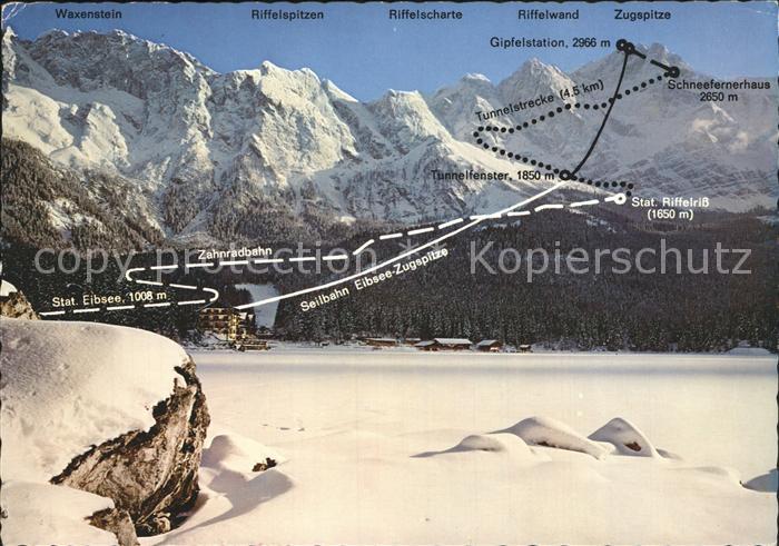 Eibsee Winterpanorama gegen Zugspitzgruppe Wettersteingebirge