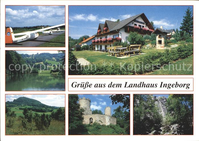 Rabennest Wasserkuppe Pension Landhaus Ingeborg Segelflugzeug See Burgruine Fels