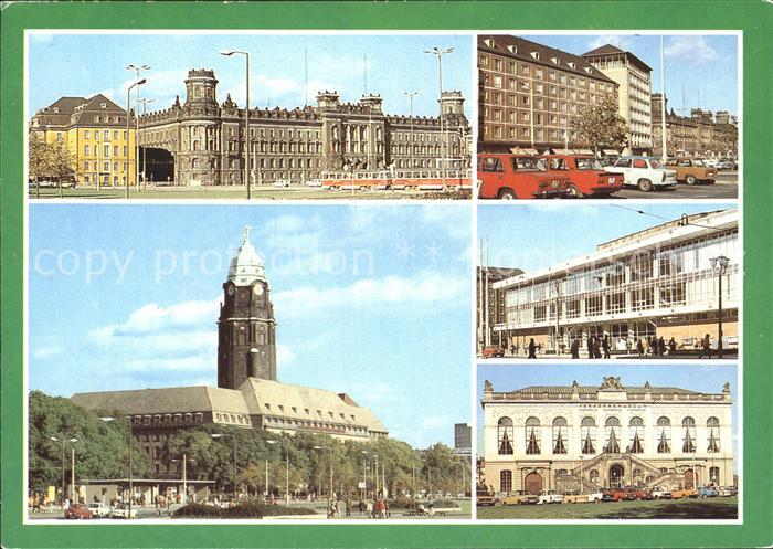 DRESDEN Elbe Pirnaischer Platz Rathaus Kulturpalast Verkehrsmuseum