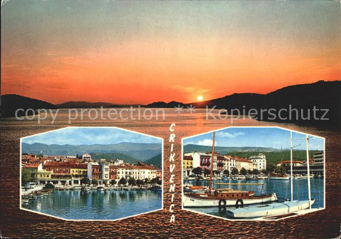Crikvenica Kroatien Hafen Sonnenuntergang am Meer