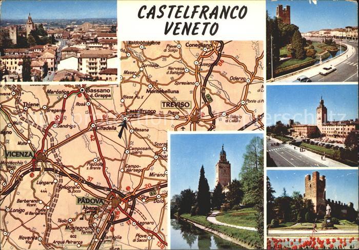 Castelfranco Veneto Teilansichten Burgruine Turm Strassenkarte