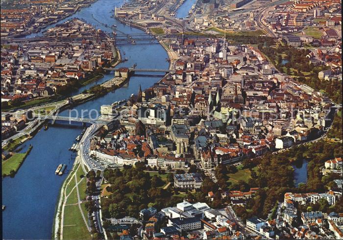 BREMEN  CITY Stadtzentrum Weser Fliegeraufnahme