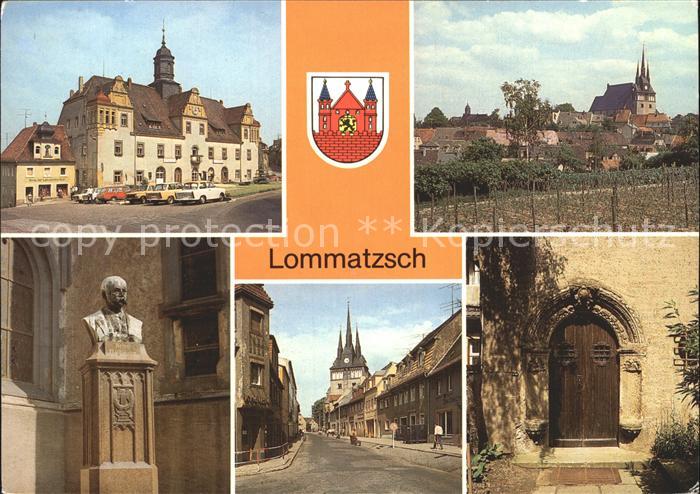 Lommatzsch Markt Kirche Robert Volkmann Denkmal Bueste Doebelner Strasse Sitzpor
