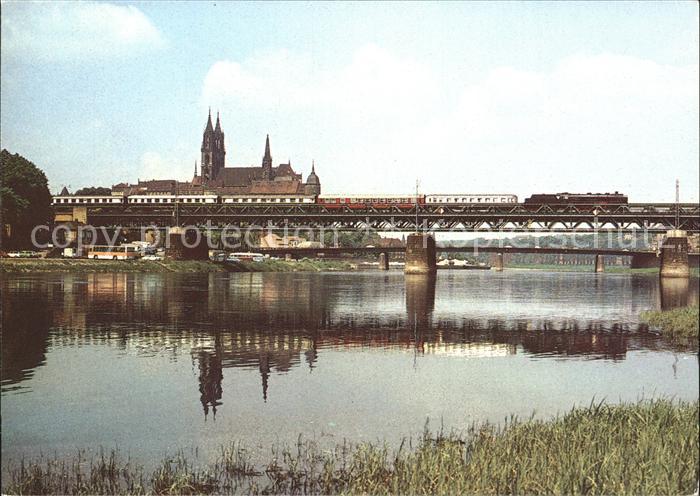 Meissen Elbe Sachsen Eisenbahnbruecke Burg Dom