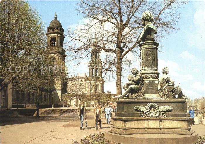 DRESDEN Elbe Rietschel Denkmal Bruehlsche Terrasse