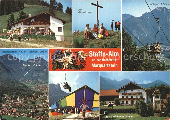 Marquartstein Berggasthof Staffn Alm an der Hochplatte Edelweiss Gipfelkreuz Dra
