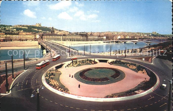 Lyon France Pont de la Guillotiere sur le Rhone Colline de Fourviere