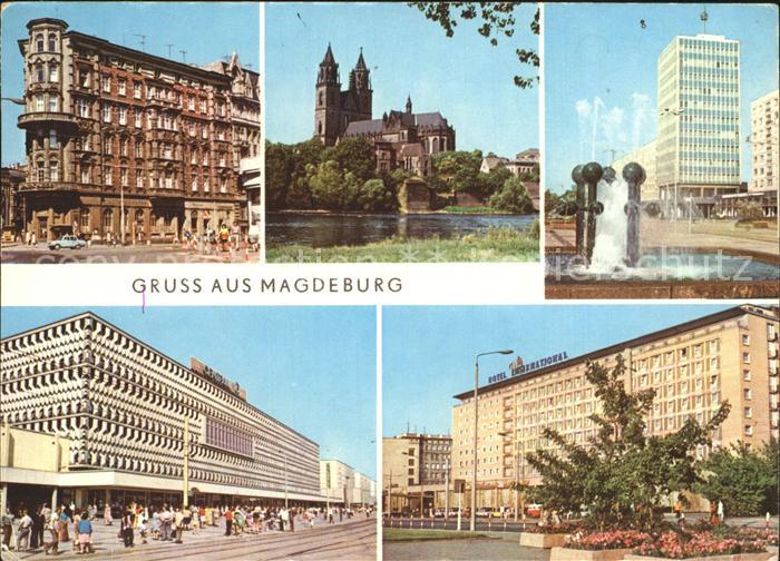 MAGDEBURG CITY Blick ueber die Elbe zum Dom Karl Marx Strasse Centrum Warenhaus