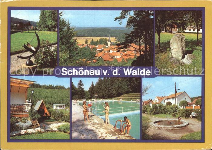 Schoenau vor dem Walde Sonnenuhr Waldschwimmbad Bungalowsiedlung