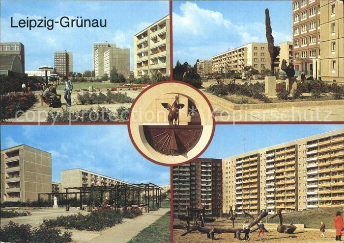 Gruenau Leipzig Gruenauer Allee Sonnenuhr Strasse der Bauarbeiter