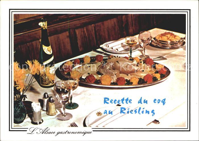 Lebensmittel Alsace Recette Coq au Riesling