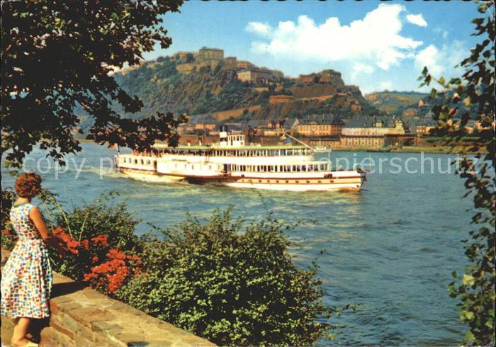 Dampfer Seitenrad Koblenz Feste Ehrenbreitstein