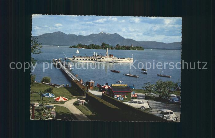 Dampfer Seitenrad Ludwig Fessler Chiemsee Fraueninsel Hochfelln