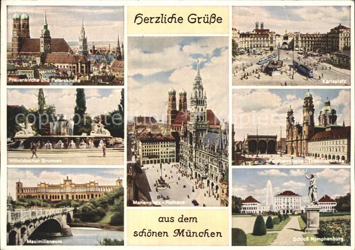 Muenchen Bayern Marienplatz Rathaus Schloss Nymphenburg Karlsplatz