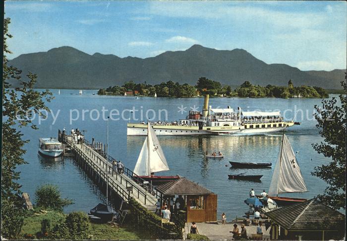 Dampfer Seitenrad Ludwig Fessler Chiemsee Fraueninsel