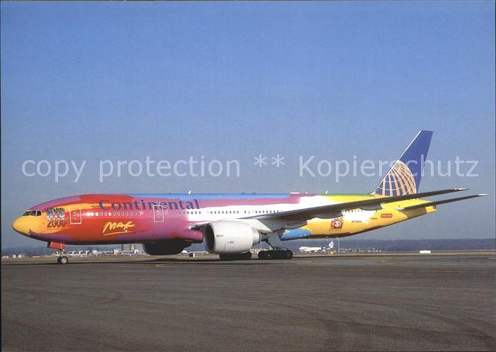 Flugzeuge Zivil Continental Airlines Peter Max colours Boeing 777 N77014