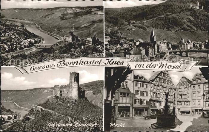 BERNKASTEL-KUES Berncastel Rheinland-Pfalz Moselpartie Burgruine Landshut Markt