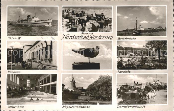 Norderney Nordseebad Bootsbruecke Kurplatz Kurhaus Wellenbad Napoleonschanze