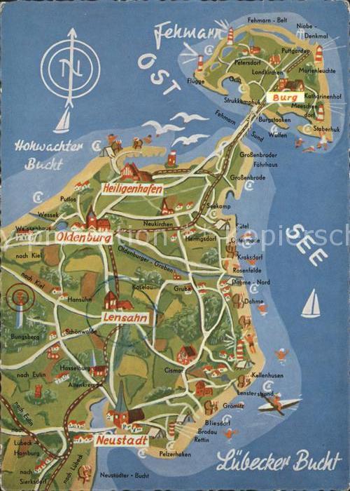 Lensahn Landkarte Luebecker Bucht mit Fehmarn