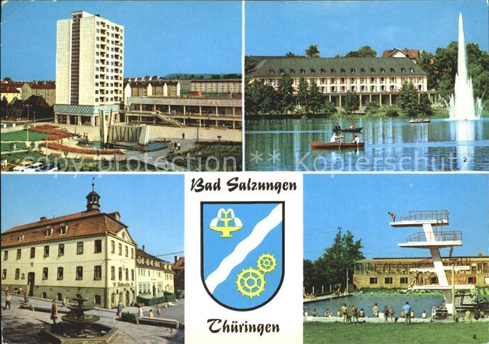 Bad Salzungen Leninplatz Kurhaus am Burgsee Rathaus Markt Schwimmbad