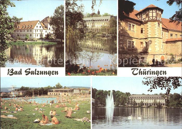 Bad Salzungen Hufeland-Sanatorium Kurhaus Haunscher Hof Schwimmbad 3 Eichen Kurh
