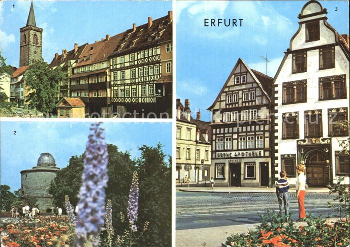 ERFURT  CITY Fachwerk Kraemerbruecke Volkssternwarte Weinrestaurant Hohe Lilie