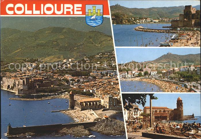 Collioure Fliegeraufnahme Hafen Strand