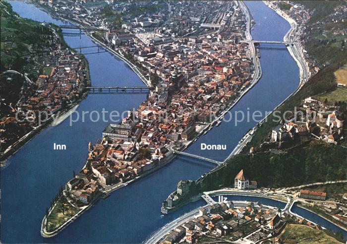 PAssAU Bayern Fliegeraufnahme Dreifluessestadt Donau Inn Ilz
