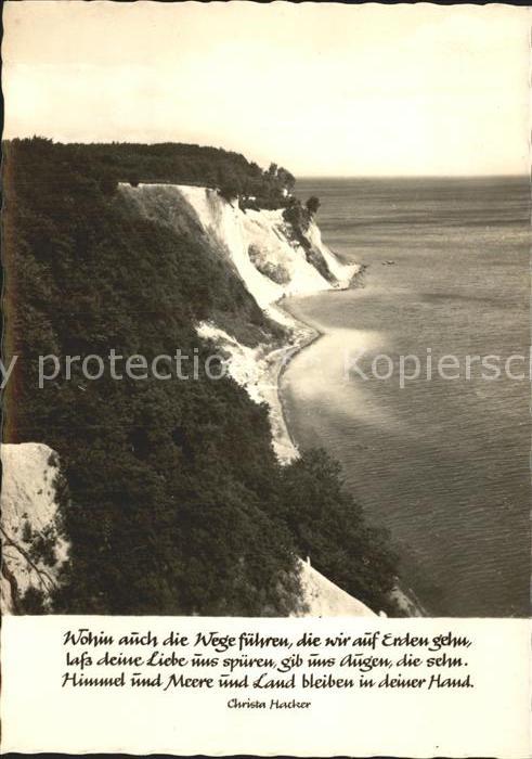 Insel Ruegen Steilkueste mit Gedicht von Christa Hacker