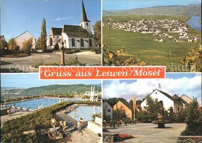 Leiwen Trier-Saarburg Fliegeraufnahme Kirche Schwimmbad