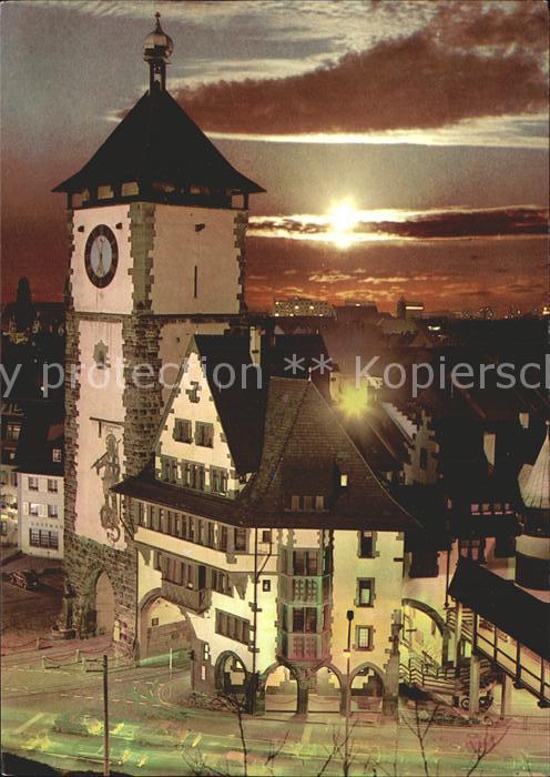 Freiburg Breisgau Schwabentor bei Sonnenuntergang