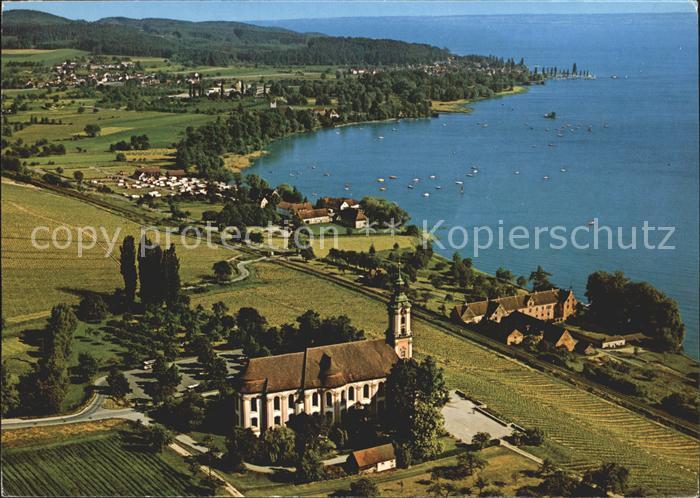 Birnau Fliegeraufnahme mit Basilika und Bodensee