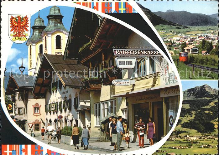 St Johann Tirol Strassenpartie Kirchen Bergbahn