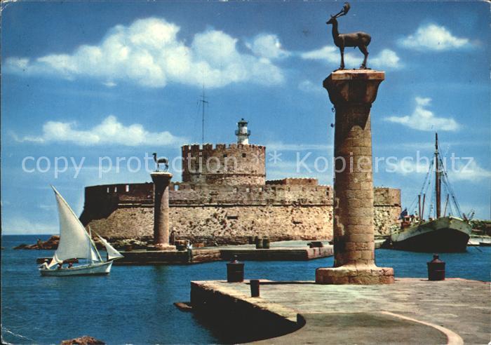 Rhodos Rhodes aegaeis Leuchtturm Hirsch