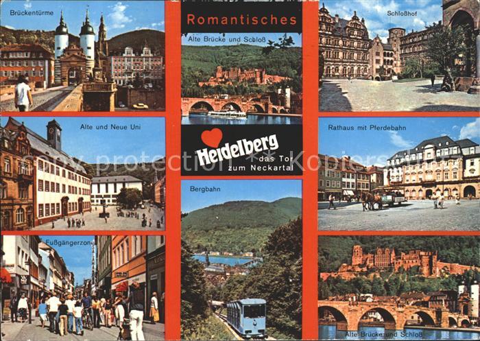 Heidelberg Neckar Rathaus Pferdebahn Schlosshof Bergbahn