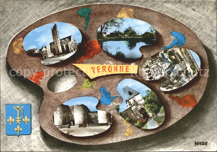 Peronne 80 Somme Kirche Schlossruine Teich Tor