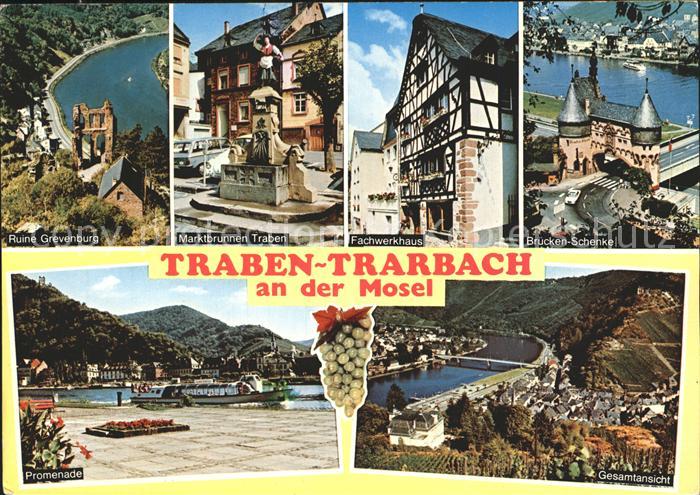 Traben-Trarbach Ruine Grevenburg Marktbrunnen Fachwerkhaus Bruecken-Schenkel