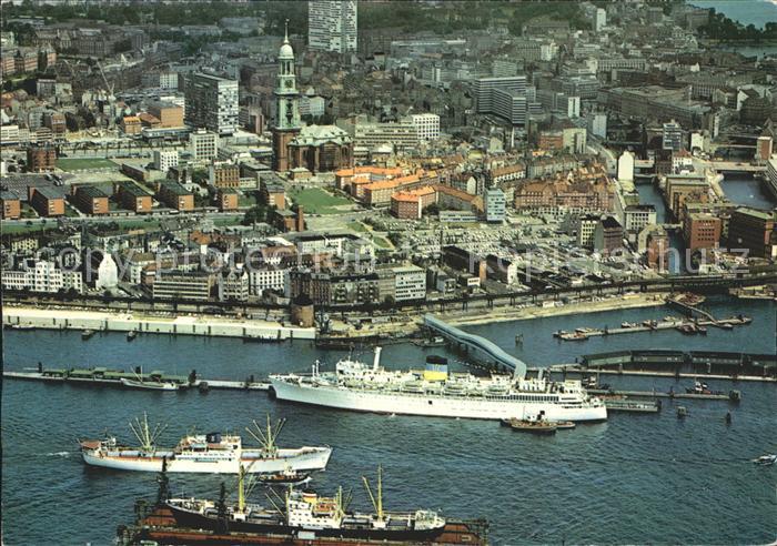 HAMBURG CITY Hafen St. Michaeliskirche Dampfer Fliegeraufnahme
