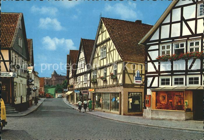 Waldeck Edersee Strassenpartie Fachwerkhaeuser