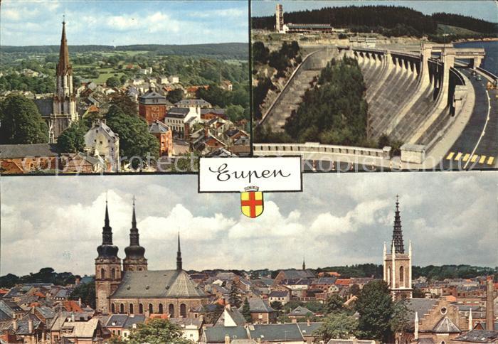 Eupen Stadtbild mit Kirche Gileppe Talsperre Sperrmauer