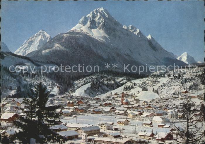 Mittenwald Bayern gegen Wettersteinspitze und Alpspitze Huber Karte Nr 8168