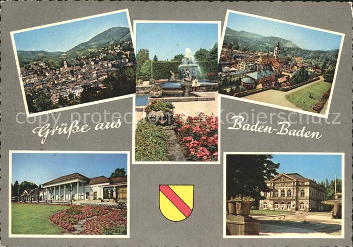 BADEN-BADEN BW Panorama Brunnen Theater Kurhaus