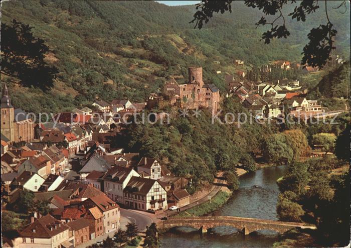 Heimbach Eifel Ortsansicht mit Kirche und Burg Bruecke
