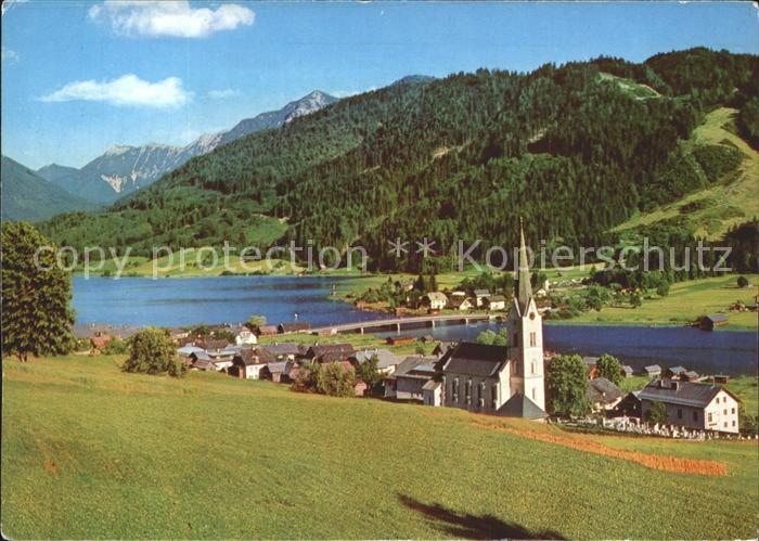 Techendorf Weissensee Ortsansicht mit Kirche Alpen