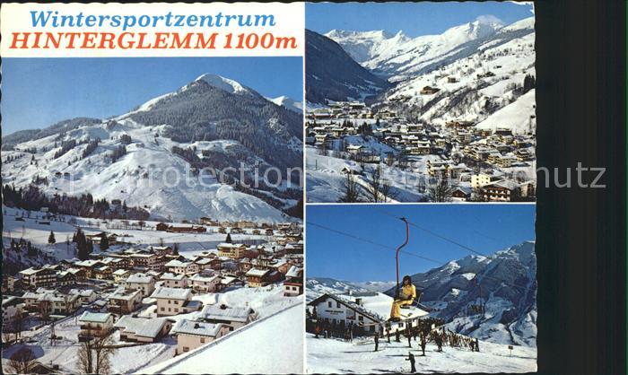 Hinterglemm Saalbach Gesamtansicht Wintersportplatz mit Zwoelferkogel Reiterkoge