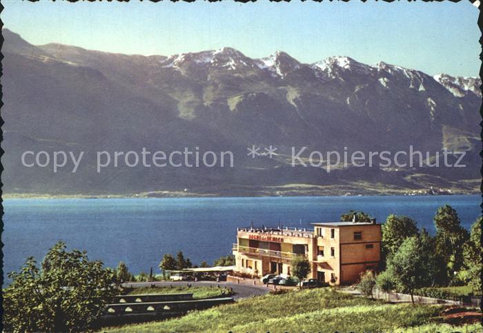 Limone sul Garda Gardasee Westuferstrasse Restaurant Blick nach Malcesine Monte