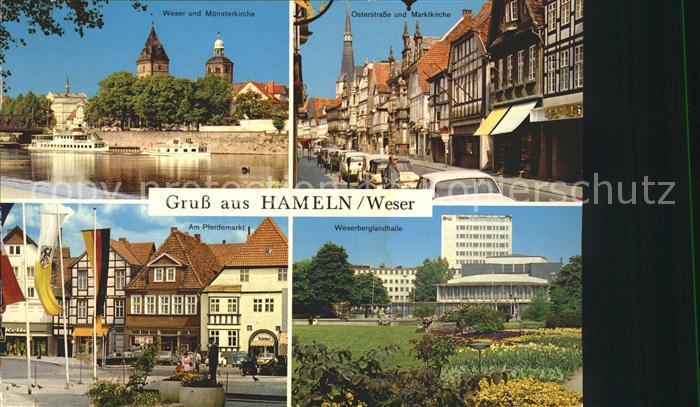Hameln Weser Weser Muensterkirche Osterstrasse Marktkirche Pferdemarkt Weserberg