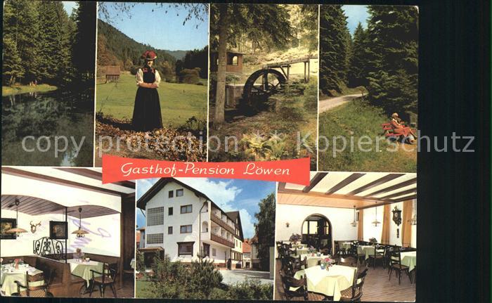 Simmersfeld Gasthof Pension Loewen Trachten Wasserrad Waldpartie Schwarzwald